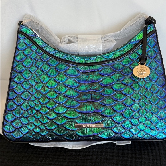 NWT RARE Brahmin Esme Emerald Lulia Iridescent Blue and Green Shoulder Bag - Picture 1 of 6